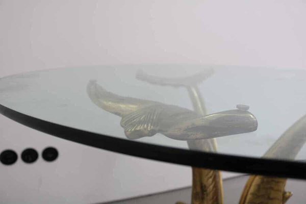 Hollywood Regency Italian Sculpturall Dining Table in Brass Koi, 1970s-FJP-1729840