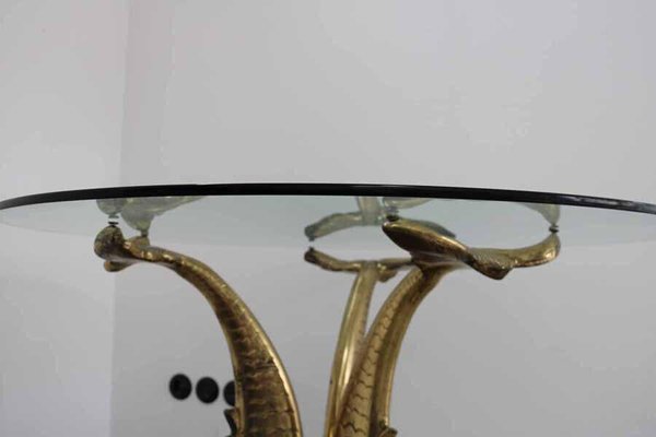 Hollywood Regency Italian Sculpturall Dining Table in Brass Koi, 1970s-FJP-1729840