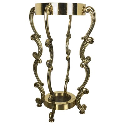 Hollywood Regency Italian Solid Brass Umbrella Stand, 1970s-QZ-1143211