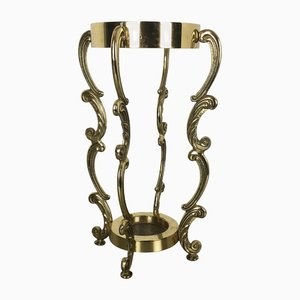 Hollywood Regency Italian Solid Brass Umbrella Stand, 1970s-QZ-1143211