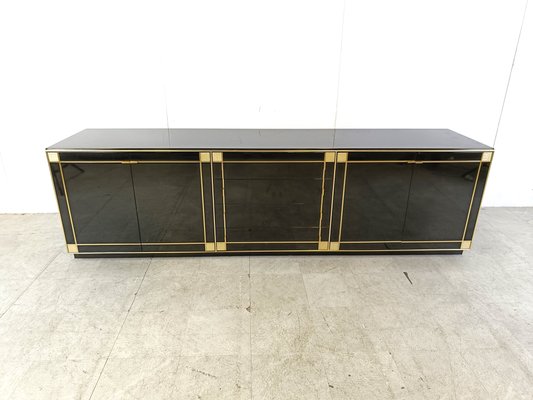 Hollywood Regency Lacquered and Brass Sideboard, 1970s-IRH-1785042