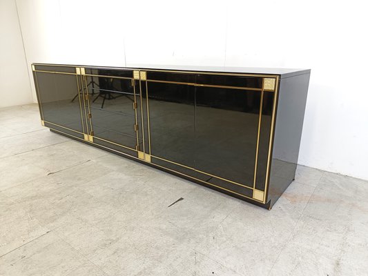 Hollywood Regency Lacquered and Brass Sideboard, 1970s-IRH-1785042