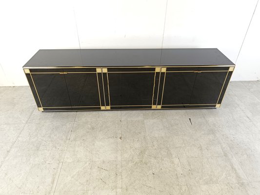 Hollywood Regency Lacquered and Brass Sideboard, 1970s-IRH-1785042