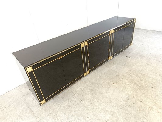 Hollywood Regency Lacquered and Brass Sideboard, 1970s-IRH-1785042