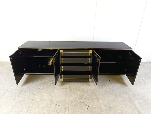 Hollywood Regency Lacquered and Brass Sideboard, 1970s-IRH-1785042