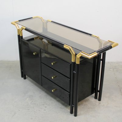 Hollywood Regency Lacquered Cabinet in Black, 1980s-NE-1743127