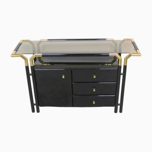 Hollywood Regency Lacquered Cabinet in Black, 1980s-NE-1743127