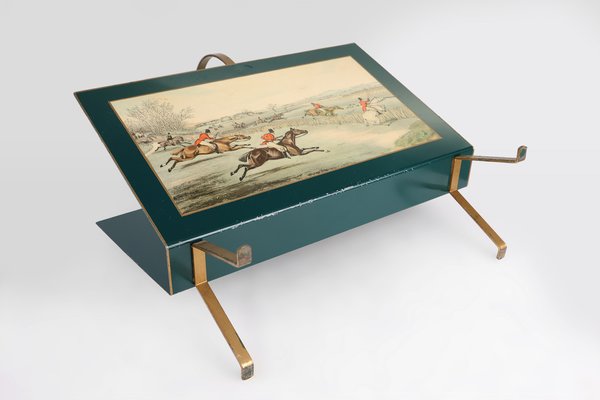 Hollywood Regency Magazine Rack with Painted Scene, France, 1950s-YSY-2041204