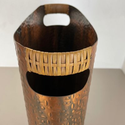 Hollywood Regency Metal Copper and Rattan Umbrella Stand, Germany, 1950s-QZ-1114548