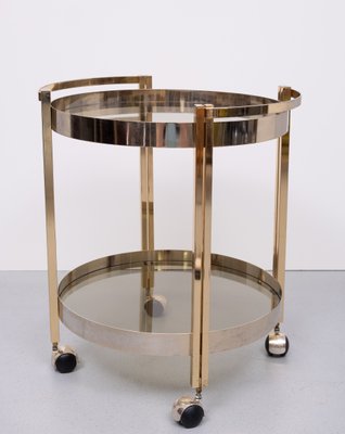 Hollywood Regency Round Brass and Nickel Serving Trolley, 1970s-GCG-2032344