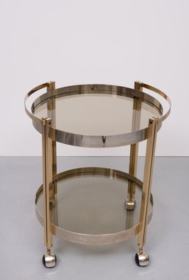 Hollywood Regency Round Brass and Nickel Serving Trolley, 1970s-GCG-2032344