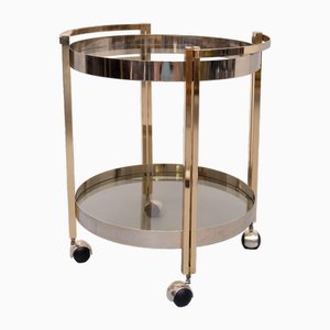 Hollywood Regency Round Brass and Nickel Serving Trolley, 1970s-GCG-2032344