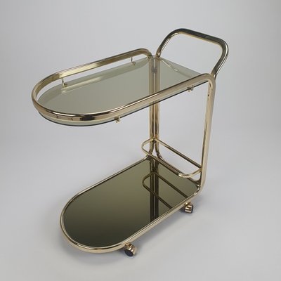 Hollywood Regency Smoked Glass & Brass Trolley, 1970s-RMX-867855