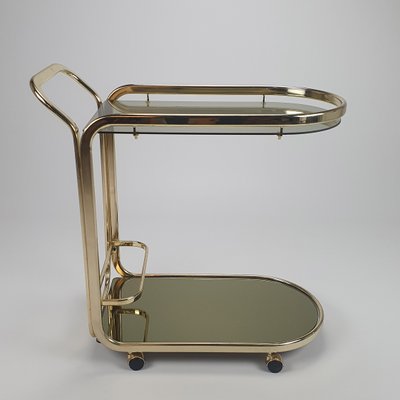 Hollywood Regency Smoked Glass & Brass Trolley, 1970s-RMX-867855