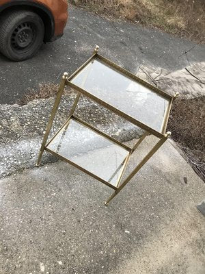 Hollywood Regency Style Brass and Glass Two-Tier Side Table, 1960s-OXJ-1726454