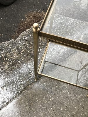 Hollywood Regency Style Brass and Glass Two-Tier Side Table, 1960s-OXJ-1726454