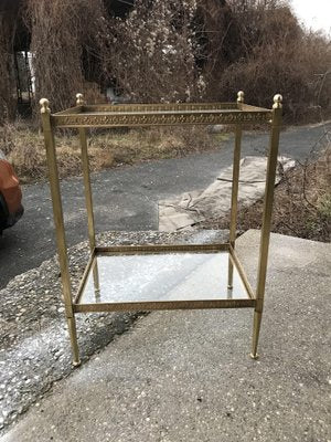 Hollywood Regency Style Brass and Glass Two-Tier Side Table, 1960s-OXJ-1726454