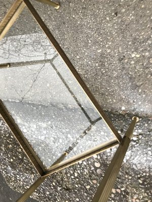 Hollywood Regency Style Brass and Glass Two-Tier Side Table, 1960s-OXJ-1726454