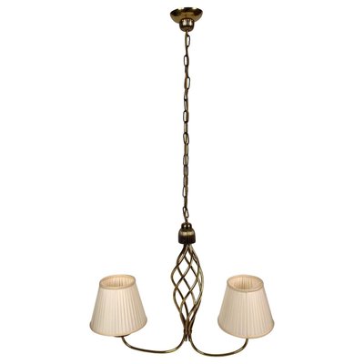 Hollywood Regency Style Brass Chandelier with 2 Shades, 1930s-BAF-763532