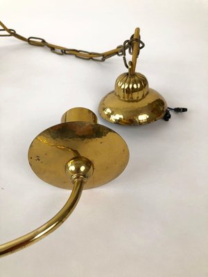 Hollywood Regency Style Brass Chandelier with 2 Shades, 1930s-BAF-763532