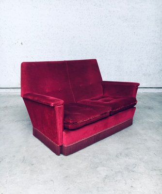 Hollywood Regency Style Fuchsia Velvet 2-Seat Sofa with Fringe, 1960s-RQV-913728