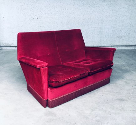 Hollywood Regency Style Fuchsia Velvet 2-Seat Sofa with Fringe, 1960s-RQV-913728