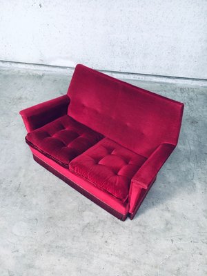 Hollywood Regency Style Fuchsia Velvet 2-Seat Sofa with Fringe, 1960s-RQV-913728