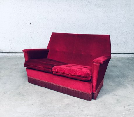 Hollywood Regency Style Fuchsia Velvet 2-Seat Sofa with Fringe, 1960s-RQV-913728