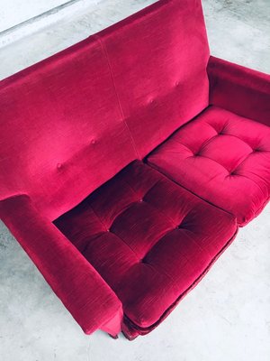 Hollywood Regency Style Fuchsia Velvet 2-Seat Sofa with Fringe, 1960s-RQV-913728