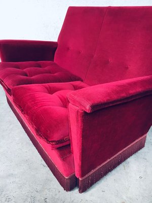 Hollywood Regency Style Fuchsia Velvet 2-Seat Sofa with Fringe, 1960s-RQV-913728