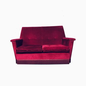 Hollywood Regency Style Fuchsia Velvet 2-Seat Sofa with Fringe, 1960s-RQV-913728