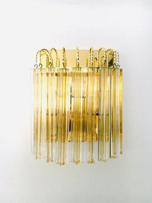 Hollywood Regency Style Glass & Brass Wall Lamp from Massive, Italy, 1980s-RQV-937478