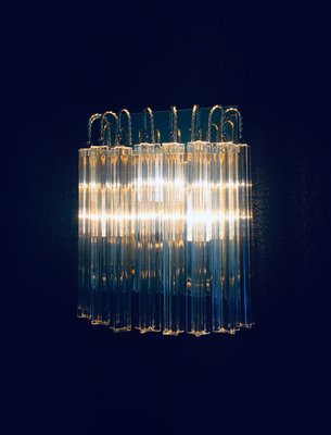 Hollywood Regency Style Glass & Brass Wall Lamp from Massive, Italy, 1980s-RQV-937478