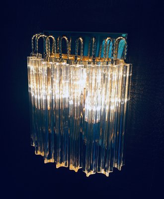 Hollywood Regency Style Glass & Brass Wall Lamp from Massive, Italy, 1980s-RQV-937478