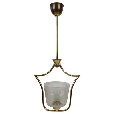 Hollywood Regency Style Pendant Lamp in Brass and Glass, Austria, 1950s-BAF-763384