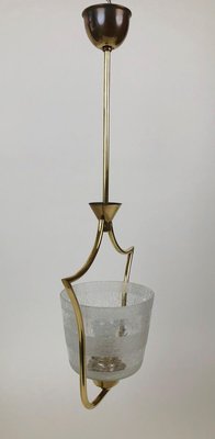 Hollywood Regency Style Pendant Lamp in Brass and Glass, Austria, 1950s-BAF-763384