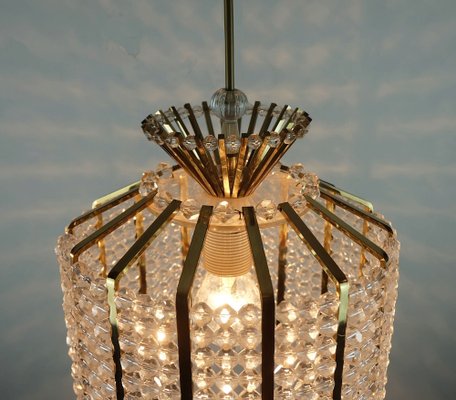 Hollywood Regency Style Pendant Light in Brass and Acrylic, 1960s-FH-1755928