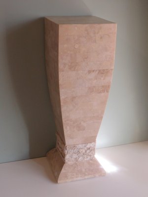 Hollywood Regency Style Travertine Column Pedestal, 1970s-UKG-1192214