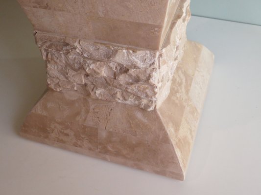 Hollywood Regency Style Travertine Column Pedestal, 1970s-UKG-1192214