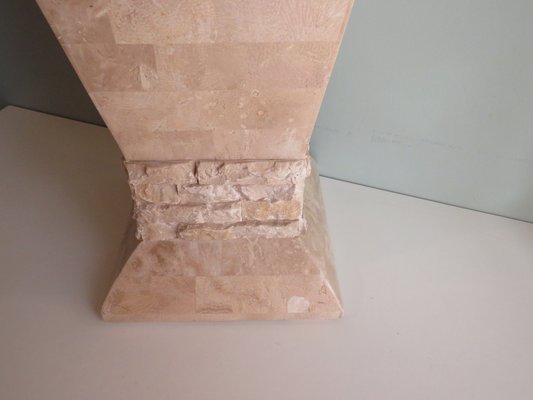 Hollywood Regency Style Travertine Column Pedestal, 1970s-UKG-1192214