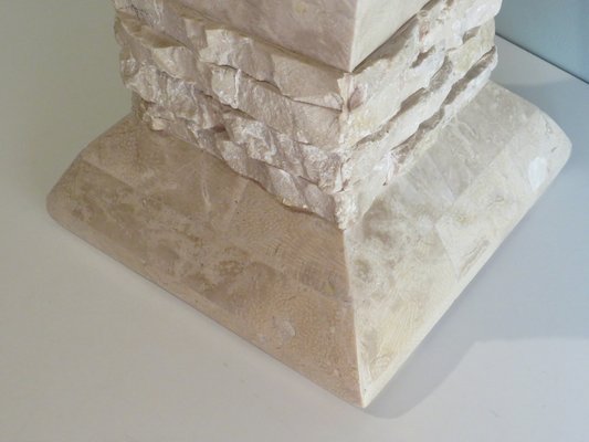 Hollywood Regency Style Travertine Column Pedestal, 1970s-UKG-1192214