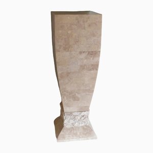 Hollywood Regency Style Travertine Column Pedestal, 1970s-UKG-1192214