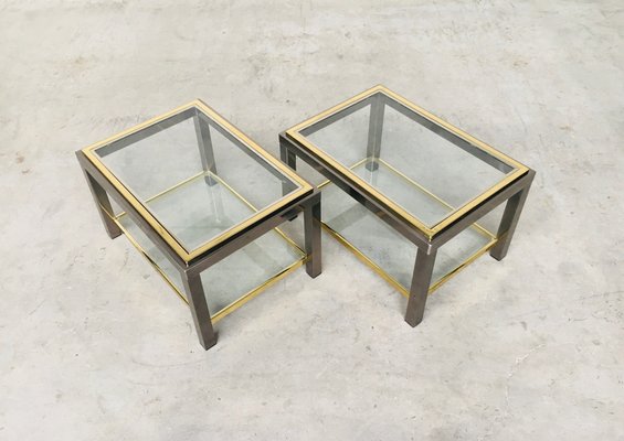 Hollywood Regency Two-Tier Sofa End Tables, 1970s, Set of 2-RQV-988346