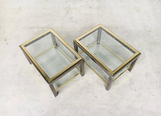 Hollywood Regency Two-Tier Sofa End Tables, 1970s, Set of 2-RQV-988346