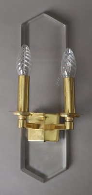 Hollywood Regency Wall Light in Acrylic Glass and Brass from Vereinigte Werkstätten-ESB-1789750