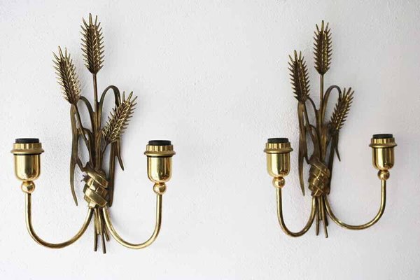 Hollywood Regency Wall Lights in Brass from Hans Kögl, 1970s, Set of 2-FJP-1729842