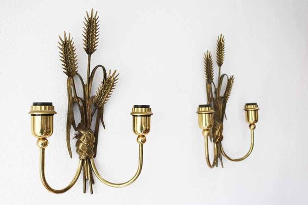 Hollywood Regency Wall Lights in Brass from Hans Kögl, 1970s, Set of 2-FJP-1729842