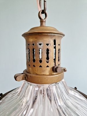 Holophane Pendant Lamp in Prismatic Glass, 1920s-FAX-2023699