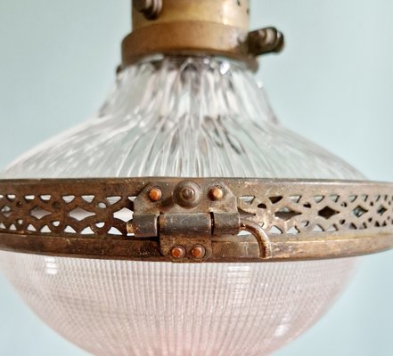 Holophane Pendant Lamp in Prismatic Glass, 1920s-FAX-2023699