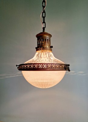 Holophane Pendant Lamp in Prismatic Glass, 1920s-FAX-2023699